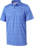 Golf Shirts for Men Dry Fit Short Sleeve Print Performance Moisture Wicking Polo Shirt