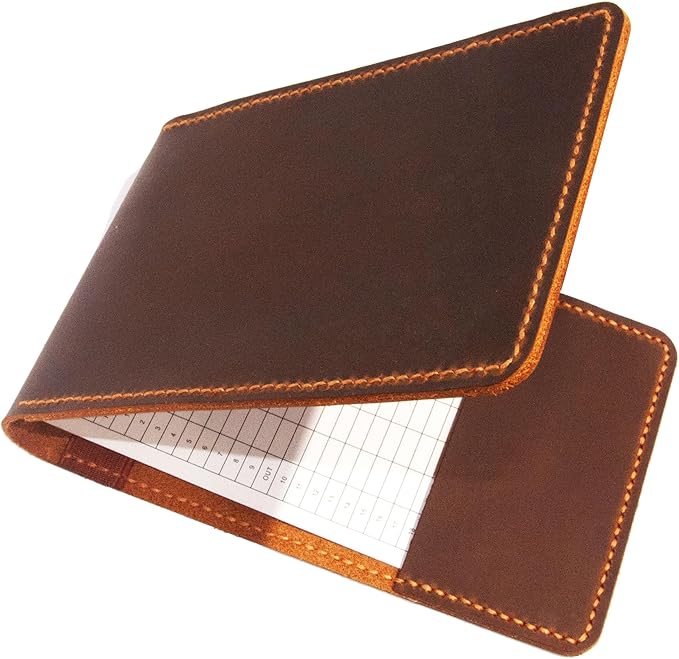 Leather Golf Scorecard & Yardage Book Holder, Personalized Golf Gift, Yardage Book Holder, Gifts for Dad, Gifts for Golfers (Pattern # 1)
