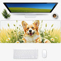 Cute Corgi Gaming Mouse Pad, Desk Mat, Non-Slip Rubber Base Cool Aesthetic MousePads for Computer Laptop Keyboard Office School Home Desktop Accessories Decor 31.5" x 11.8"