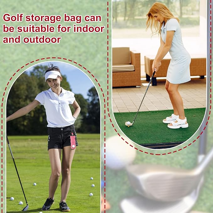uxcell Golf Ball Carry Bag, Waist-Mounted Storage Bag Neoprene Golf Tee Holder Pouch with Lightweight Hook for Men and Women