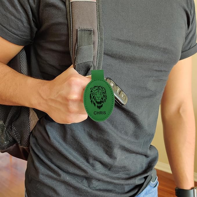 LaserGram Oval Keychain, Palm Trees, Personalized Engraving Included (Green)
