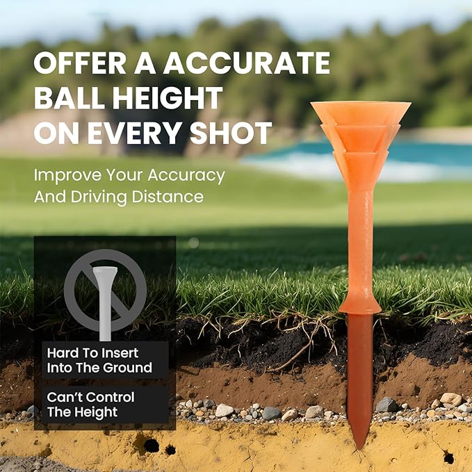FINGER TEN Unbreakable Golf Tees Plastic 3 1/4 inch Value 50/100 Pack, Low Friction & Low Ball Spin Long Tees to Improve Distance & Accuracy, Durable Tees with Assorted Colors to Practice