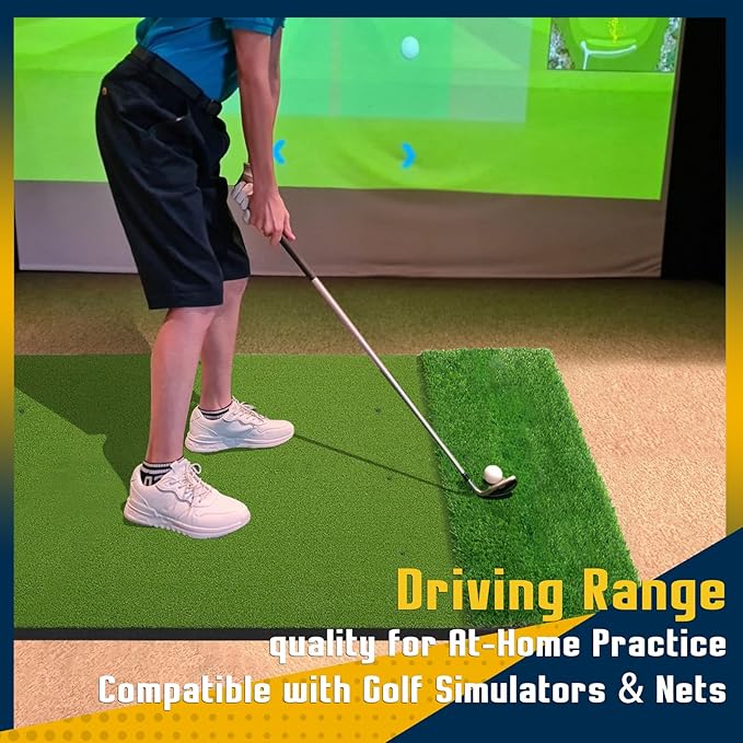 Dual-Turf Golf Mat 36mm: 5x4ft/5x5ft Extra Thick Golf Hitting Mats Practice Outdoor Indoor, High-Density Artificial Hitting Training Matt for Garage Simulator Chipping Driving Swing
