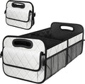 Deosk Trunk Organizer with 6 Pockets - Car Storage Accessory for SUVs, Minivans, and Trucks - 50L Waterproof Polyester (Medium, Beige)