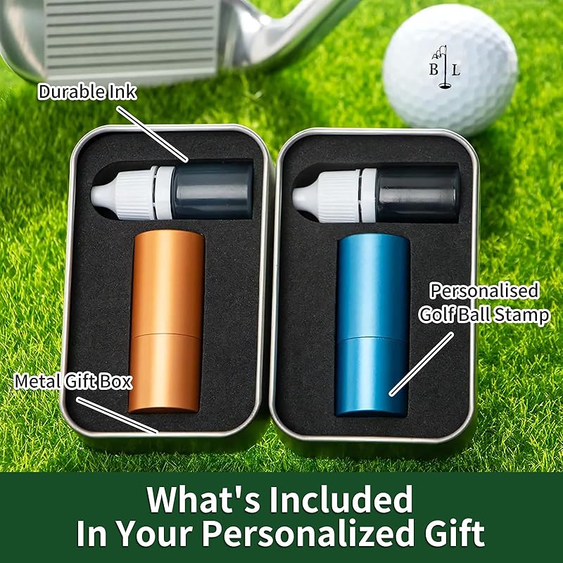 Personalized Golf Ball Stamp with Metal Storage Case, Custom Name Reusable Golf Ball Marking, Golf Accessories, Gifts for Golf Lovers, Golfers, Dad, Husband, Father's Day Birthday Wedding Gifts