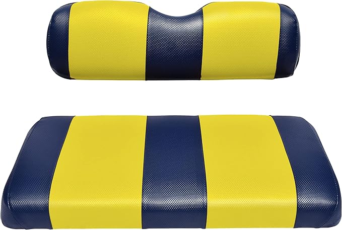 Seat Cover Replacement for Yamaha Drive or G-29 Golf Cart - Front Bench Seat - Premium Marine Vinyl - 5 Panel Stitching - Staple On Installation - Two-Tone Golf Cart Seat Covers (Blue & Yellow)