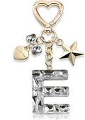 Cute Bling Keychain initial Letter Butterfly Star Pink Purple Gift for Women Girls Bag Cup Charms Accessories