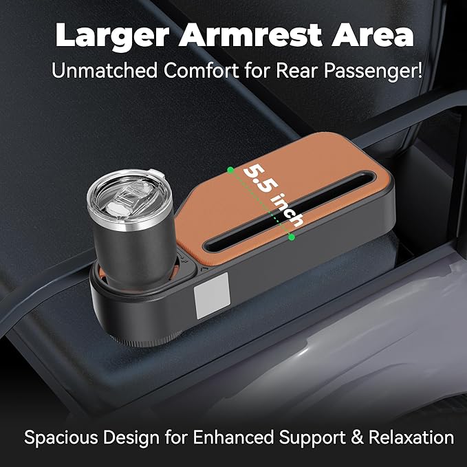 Upgraded Golf Cart Armrest with Cup Holder – Wide Comfort Pad, Universal Fit for EZGO, Club Car, Yamaha – Waterproof, Tool-Free Install, Fits 1" & 1.25" Square Tubes