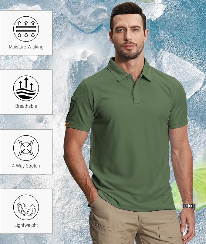 ZITY 5 Pack Mens Polo Shirt Short Sleeve Sports Golf Tennis T-Shirt Moisture-Wicking Summer Shirts