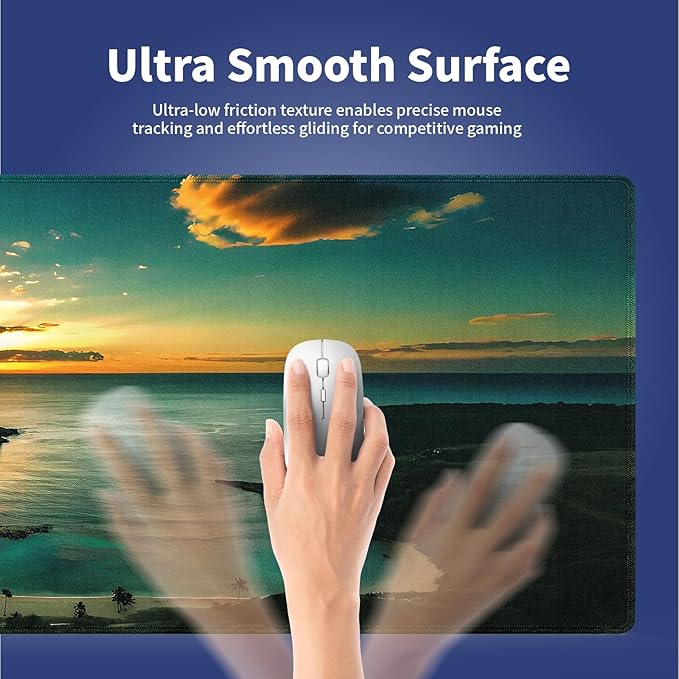 Wknoon. Extra Large Gaming & Office Mouse Pad (31.5" x 11.8") – Hawaiian Scene Sunrise Over Hanauma Bay Oahu Hawaii, Premium Anti-Slip XXL Desk Mat with Durable Stitched Edges