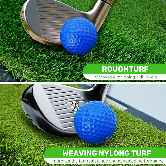 Golf Hitting Mats Training Equipment, Golf Practice Mat with Instant Swing Path Feedback, 3 Replaceable Golf Training Mats with No-Slip Heavy Duty Rubber Base