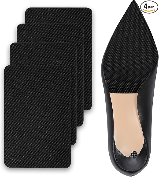 Sole Protector for High Heels, Shoes Grips on Bottom of Shoes,Shoe Bottom Protectors Anti Slip Grips Self Adhesive Silicone Non Slip Shoe Pads(6.0"×4.0",Black