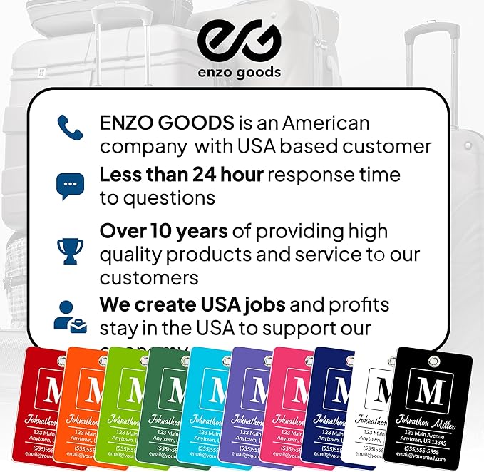 Personalized Luggage Tag | Custom Luggage Tags for Suitcases | Kids Backpack Tag | 10 Color Options & Choose Font, Font Color