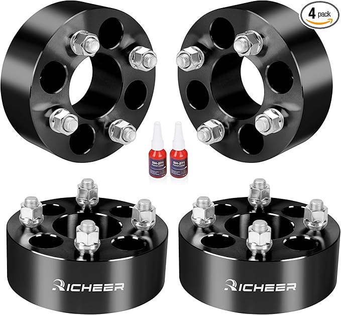 Richeer 2 inch 4x4 Wheel Spacers for EZ GO EZGO Club Car Golf Carts and ATV Vehicles, 4 PCS 4x101.6mm Wheel Spacers with 1/2 x20 Studs & 62mm Center Bore