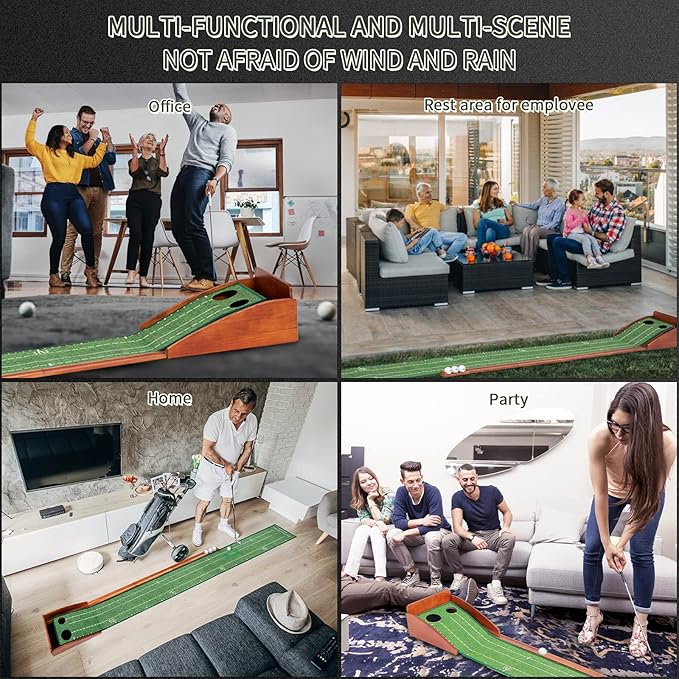 Putting Green Indoor,Golf Putting Mat with Auto Ball Return,Premium Crystal Velvet Surface, Practice Putting mat, Perfect Training Aid & Gift for Golf Lovers Christmas