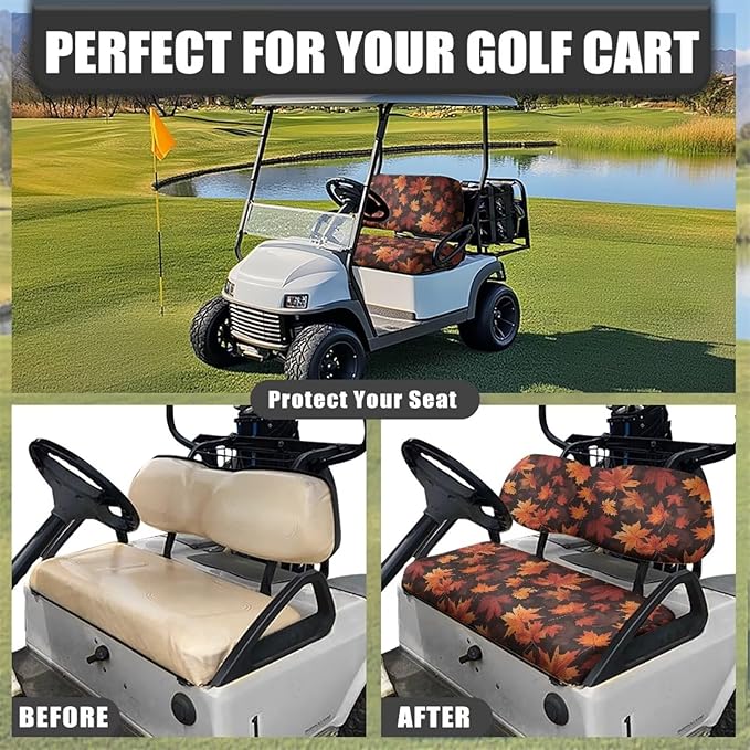 Golf Cart Seat Covers, Universal Fit & Nonskid Bottom Fits for Club Car 2 Person Seats Golf Carts