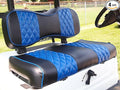 Huskey 4PCS Golf Cart Front/Rear Seat Covers for Club Car Precedent 2004+ G&E Models Custom Two-Tone Black/Blue Diamond Stitching with Blue Piping,Marine Grade Vinyl Material,Staple On Design