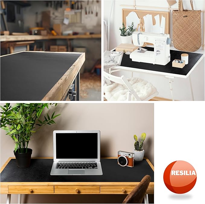 RESILIA Work Bench Mat - 28" X 96" X 0.06" Scratch-Resistant PVC Mats - Protect Your Workbench, Table, or Tool Station from Painting, Woodworking, Crafting, Building, & More, Black, Made in USA