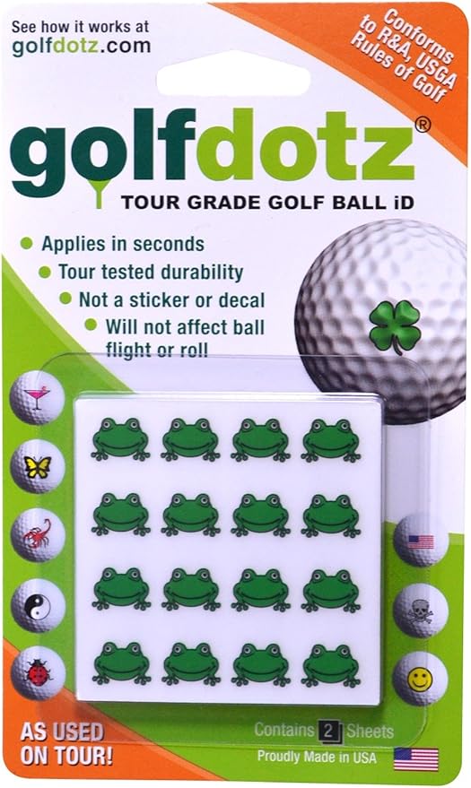 Golfdotz - USGA Rule Conforming Novelty Golf Ball Markers, Golf Ball Stickers for Marking Balls, No More Smearing from Stamps, Gifts for Golfers, Dads, and Retirees, (CreaturesCollection; 18-32 Count)
