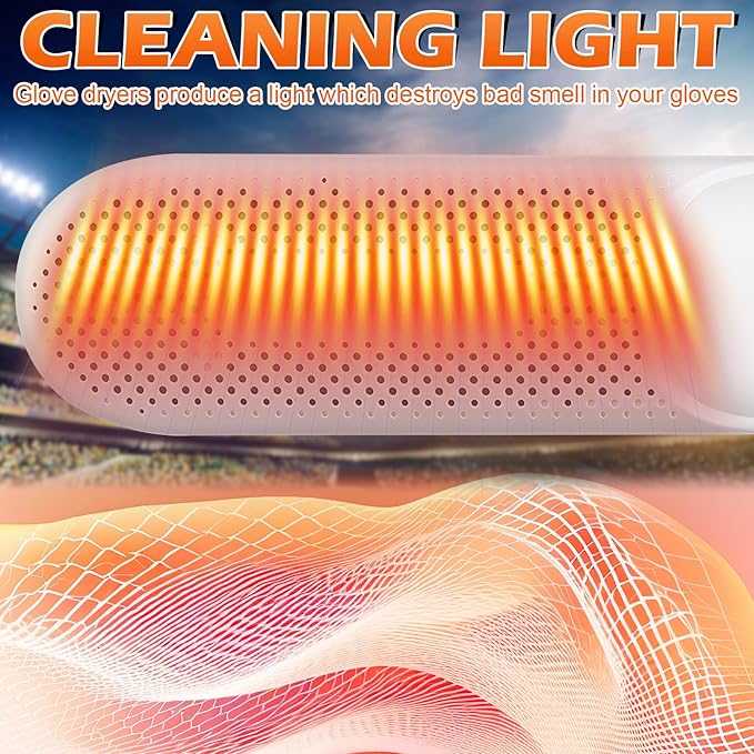 Batting Glove Dryer Cleaner and Odor Eliminator Deodorizer Inserts with Thermal Heating and Timer for Baseball Softball Football Golf, Effectively Eliminates Odors