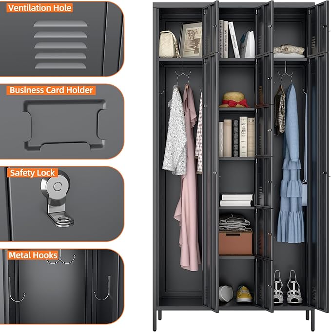 METAN Metal Locker for School Office Gym Bedroom, 10 Doors Steel Storage Locker Cabinet for Employees, Industrial Storage Locker, Assembly Required (Dark Gray)