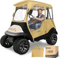 10L0L Golf Cart Driving Enclosure for 2 Passenger Club Car Precedent, Onward & Tempo, 600D Deluxe Heavy Duty Oxford Cloth Waterproof Windproof Golf Cart Rain Cover (Beige/Transparent)