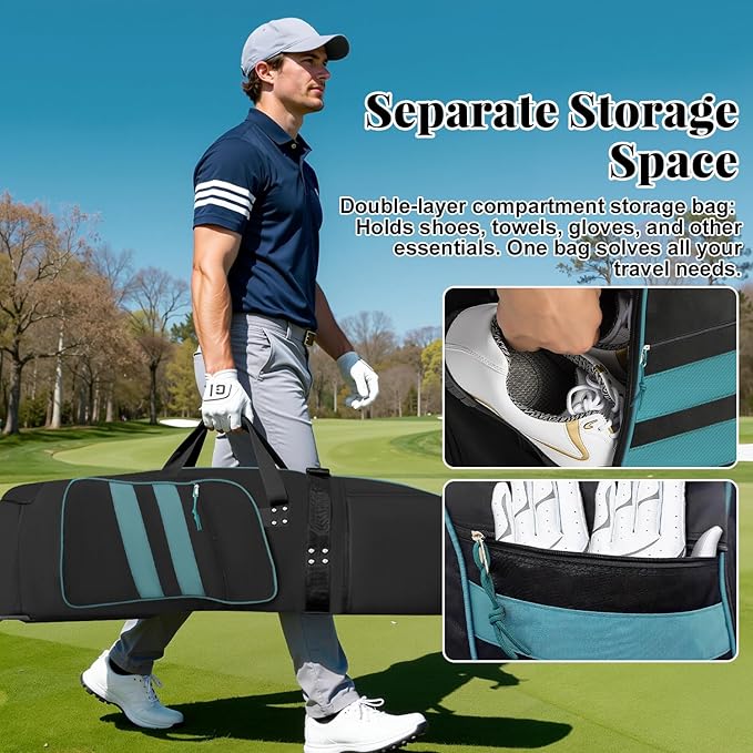 Golf Travel Bag with Wheels, Outdoors Heavy Duty 900D Polyester Waterproof Travel Golf Bags, Golf Travel Bags for Airlines, Transporting, Clubs