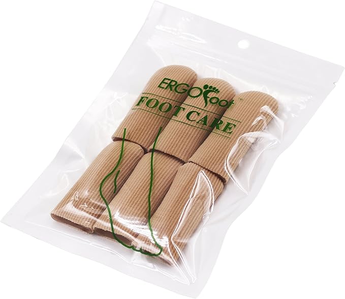 ERGOfoot 6 Pack Toe Caps Close Finger Toe Sleeve Tubes Toe Protectors Gel Rubbing Tube to Prevent Bunions, Hammertoes, Callus, Corn, Blisters(Diameter 2.0cm)