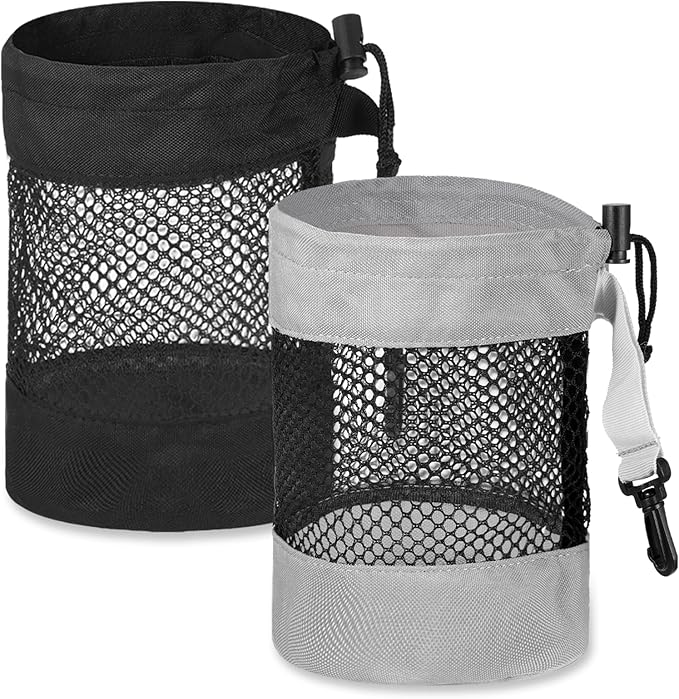Prasacco 2 Pcs Golf Ball Storage Bag, Nylon Mesh Golf Pouch Drawstring Organizer, Large Capacity Golfs Shag Bag for Balls and Tees