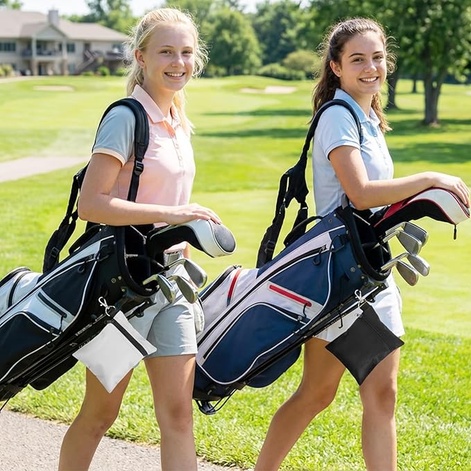 2 Pcs Golf Tee Pouch Golf Tee Bag Accessory Bag with Zipper & Clip for Men Women