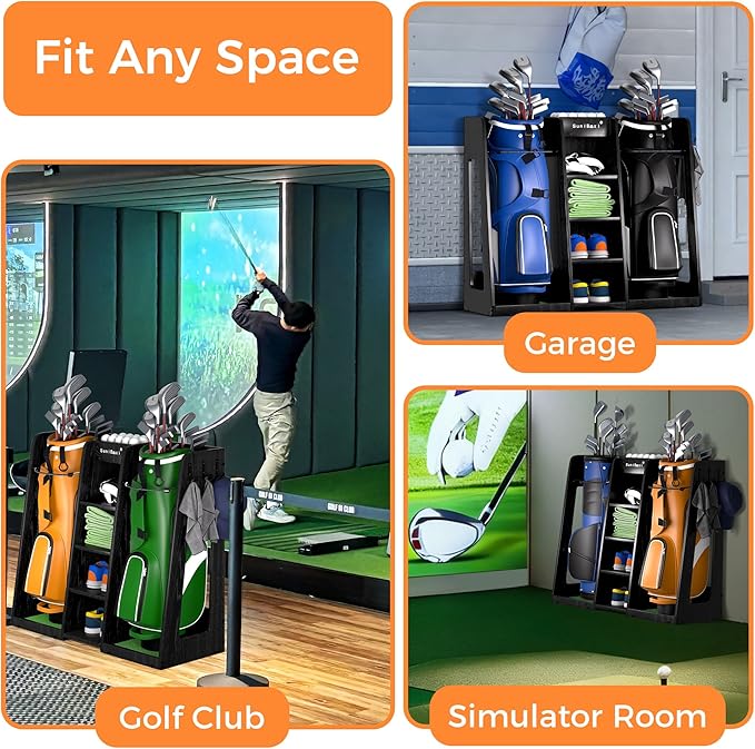 Wooden Golf Storage Organizer for Garage, Premium Golf Bag Holder Rack for Golfing Accessories, Great Gift for Golfers,Husband, Dad