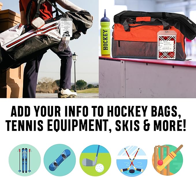 Golf Luggage Tag - Set of 2 Bag Tags Set Extra Large 9" x 6" - Plastic Waterproof Zipper Pouch - PVC Baggage Tag Sleeve for Travel & Shipping Golf Bag - Sealable Personalized Ship Sticks Insert