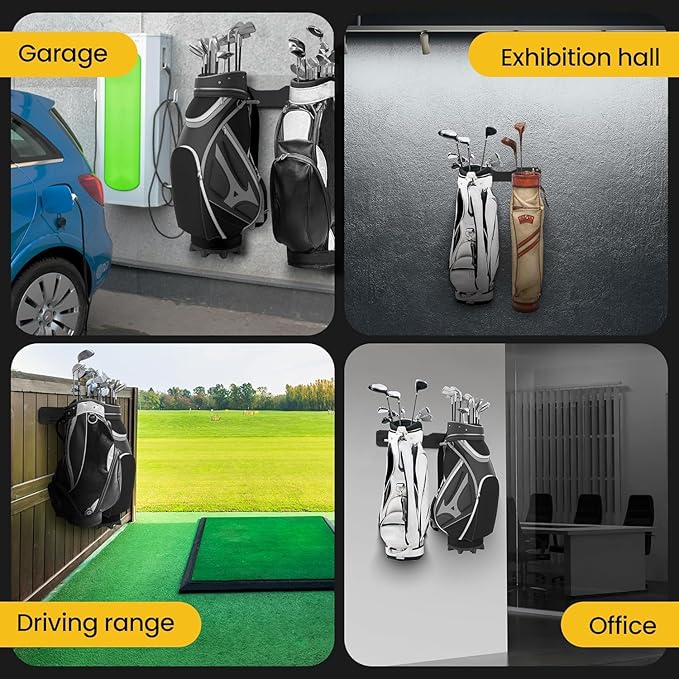 Wall Mounted Golf Bag Storage Rack,Golf Bag Storage Rack for Garage,Golf Bag Organizer for Garage,Golf Bag Hangers/Holder/Hook for Garage,Golf Storage System & Accessories