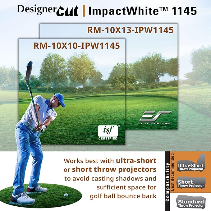 Elite Screens Designer Cut, 10'x10' ImpactWhite DIY Raw Projector Screen Material for Golf/Multi-Sport Simulation, Folded Packing RM-10X10-IPW1145