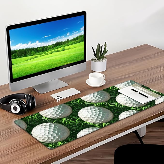 Golf Gaming Mouse Pad, Desk Mat, Non-Slip Rubber Base Cool Aesthetic MousePads for Computer Laptop Keyboard Office School Home Desktop Accessories Decor 31.5" x 11.8"