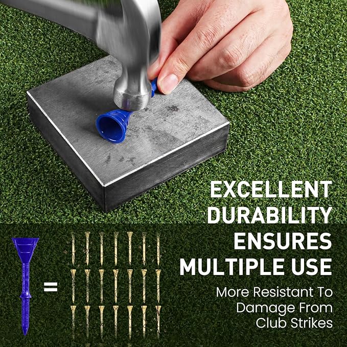 FINGER TEN Unbreakable Golf Tees Plastic 3 1/4 inch Value 50/100 Pack, Low Friction & Low Ball Spin Long Tees to Improve Distance & Accuracy, Durable Tees with Assorted Colors to Practice