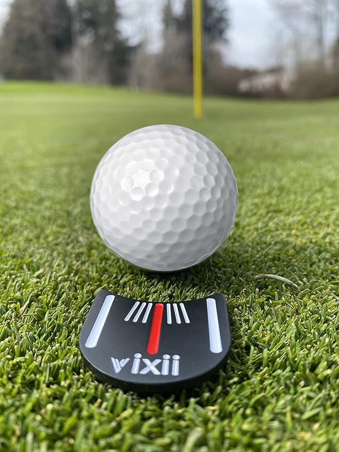 S.M.A.R.T. Golf Ball Marker - 1.25" x 1.25" Triple Track Golf Ball Alignment Marking Tool, U-Shaped Marking Stencil for Perfect Alignment and Identification Tool with Magnetic Clip - Black