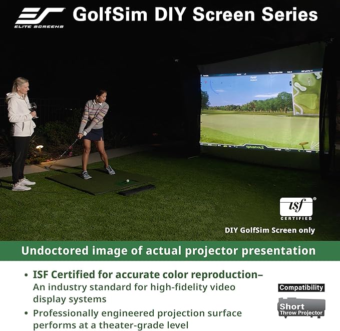 Elite Screens GolfSim DIY 10'x8' Golf Simulator Impact Screen – Indoor Golf Hitting Screen with Grommets, Multi-Sport Ready, Folded Packing for Home Training (DIY10X8-IPW1145-F)