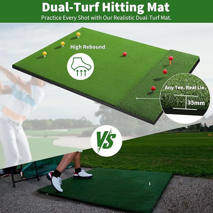 Fanshaw Premium Dual-Turf Golf Mat: 5x4ft Thickened for Backyard, Driving Range, Indoor & Outdoor Practice Hitting, Swing & Chipping, Ideal Gifts for Men Dad