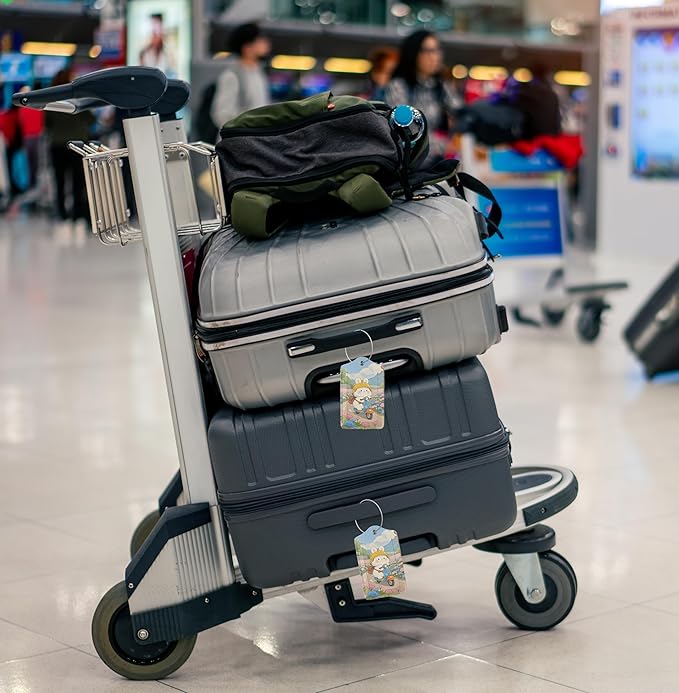 TSA Approved Luggage Tags Rabbit Riding for Suitcases 2 Pack Funny Leather Carnival Cruise Airport Cute Travel Name Tags Golf Bag tag Ships Essentials Privacy Cover ID Label for Women Men