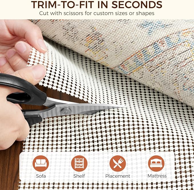 BAGAIL BASICS 2 x 4 FT Rug Pad Gripper for Hardwood Floors, Non Slip Rug Pads for Area Rugs, Extra Thick Under Rug Padding, Protect Your Rugs & Floors