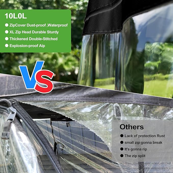 10L0L 4 Passenger Golf Cart Enclosure - 86" Roof Fit, Universal Golf Cart Cover for Yamaha Club Car EZGO,Waterproof 600D Rain Cover,Transparent Tail Light Panel,Foldable Door,4-Sided Clear Windows