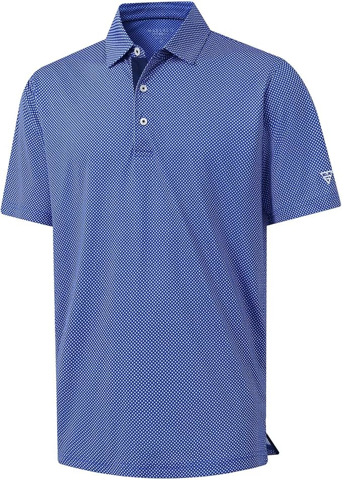 M MAELREG Mens Golf Shirt Short Sleeve Dry Fit Print Moisture Wicking Performance Patterns Collared Polo Shirt