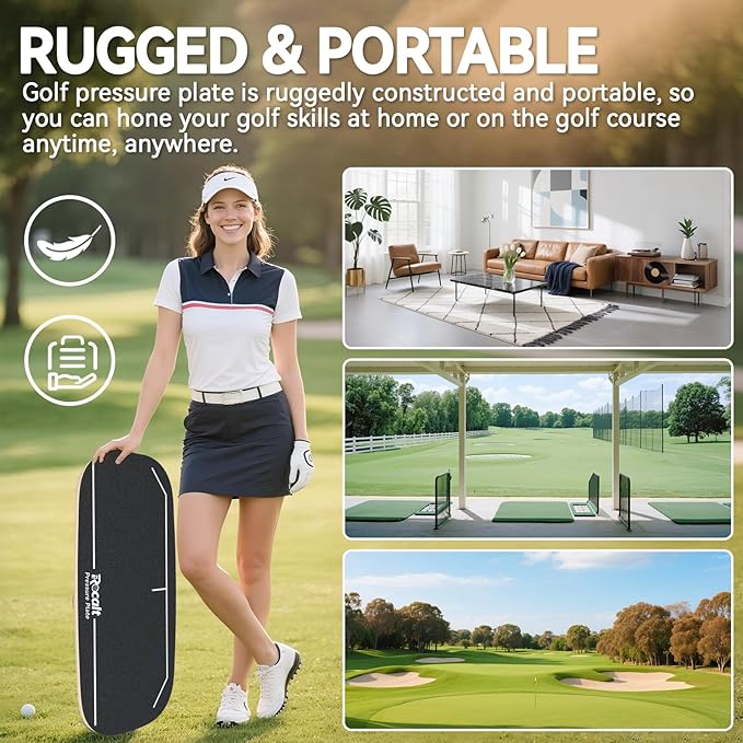 Rocalt Golf Pressure Plate, Golf speed trainer for Indoor Practice, Golf Training Aid &Golf Weight Shift Balance Board for Chipping and Hitting, Improving Strength & keep Tempo