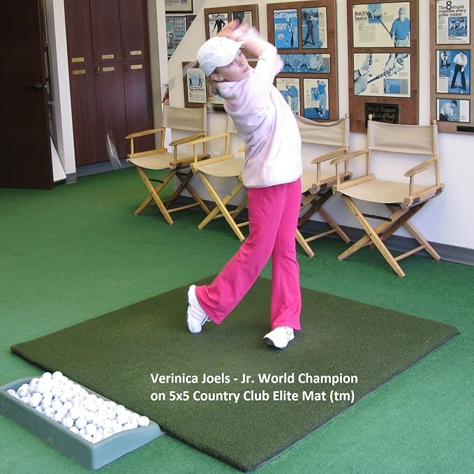 The Original Country Club Elite by Real Feel Golf Mats 4' X 5' Simulator Size Golf Mat | Heavy Duty Commercial Practice Mat | Accepts A Real Tee | Swing Down and Through | Indoor/Outdoor