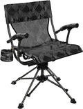 REDCAMP 360° Swivel Hunting Chairs for Ground Blinds, Portable Folding Camping Chairs for Adults Hunting Seats with Hard Arms for Fishing Camping, Black