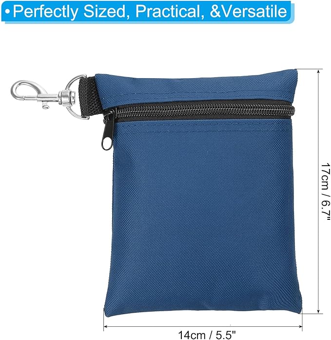 PATIKIL Golf Tee Pouch, Zipper Golf Ball Bag with Metal Lobster Claw Clip for Men Women Valuables Holder