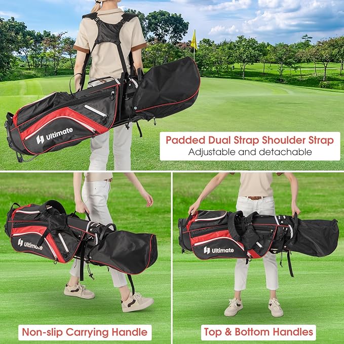 KOTEK Golf Stand Bag, 14 Way Top Divider Golf Club Bag with Cooler, 6 Zippered Pockets, Rain Hood & Adjustable Dual Shoulder Straps, Lightweight Golf Bag for Men Women