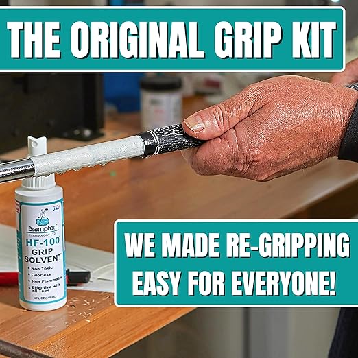 Brampton Ultimate Grip Kit for GolF Club Regripping - 30 Premium 2"x10" Golf Grip Tape Strips, Hook Knife, Rubber Vise Clamp, & 8 oz HF-100 Non-Toxic, Non-Flammable, Odorless Golf Club Grip Solvent