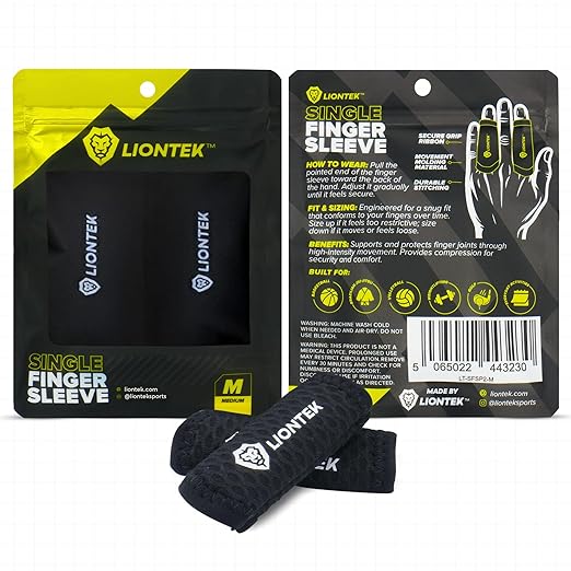 LIONTEK Single Flow Finger Sleeve V3 Pair — Joint Support & Compression for Activity, BJJ, Fitness, Volleyball, Basketball, and More